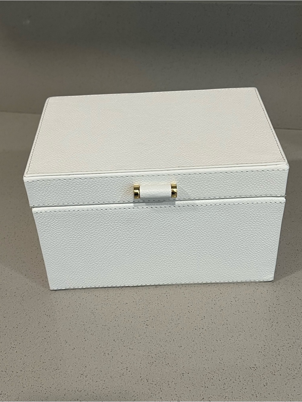 Pottery Barn Small White Leather Jewelry Box